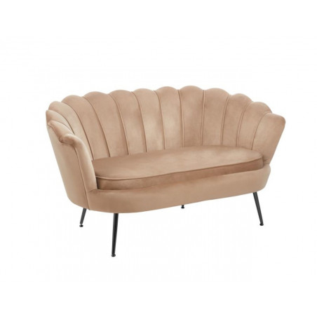 Canapé Coquillage en velours marron cappuccino – Pieds noirs | Élégance Golddeco