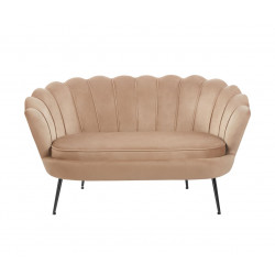 Canapé Coquillage en velours marron cappuccino – Pieds noirs | Élégance Golddeco