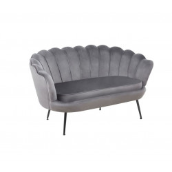 Canapé Coquillage en velours gris – Pieds noirs