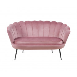 Canapé Coquillage en velours rose – Pieds noirs | Élégance Golddeco