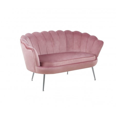 Canapé Coquillage en velours rose – Pieds argentés | Design Golddeco