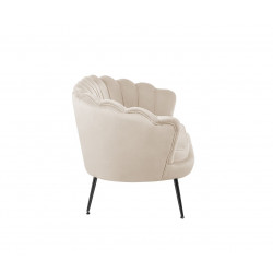 Canapé Coquillage en velours beige – Pieds noirs | Élégance Golddeco