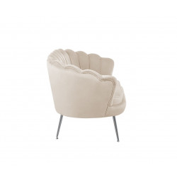 Canapé Coquillage en velours beige – Pieds argentés | Élégance Golddeco