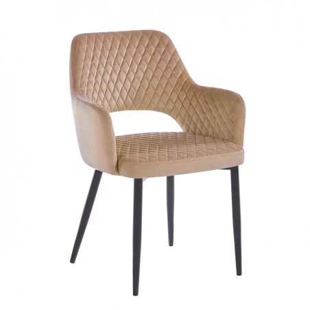 Chaise CLARA marron cappuccino – Structure noire | Golddeco