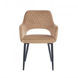 Chaise CLARA marron cappuccino – Structure noire | Golddeco