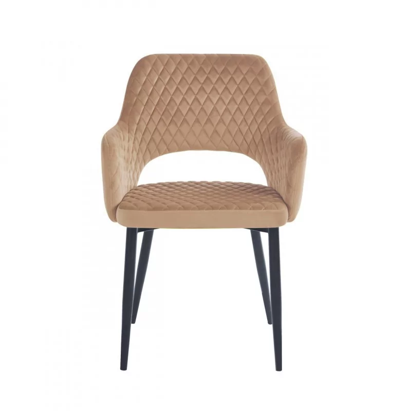 Chaise CLARA marron cappuccino – Structure noire | Golddeco