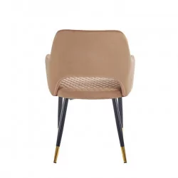 Chaise CLARA marron cappuccino – Pieds noirs embouts dorés | Golddeco