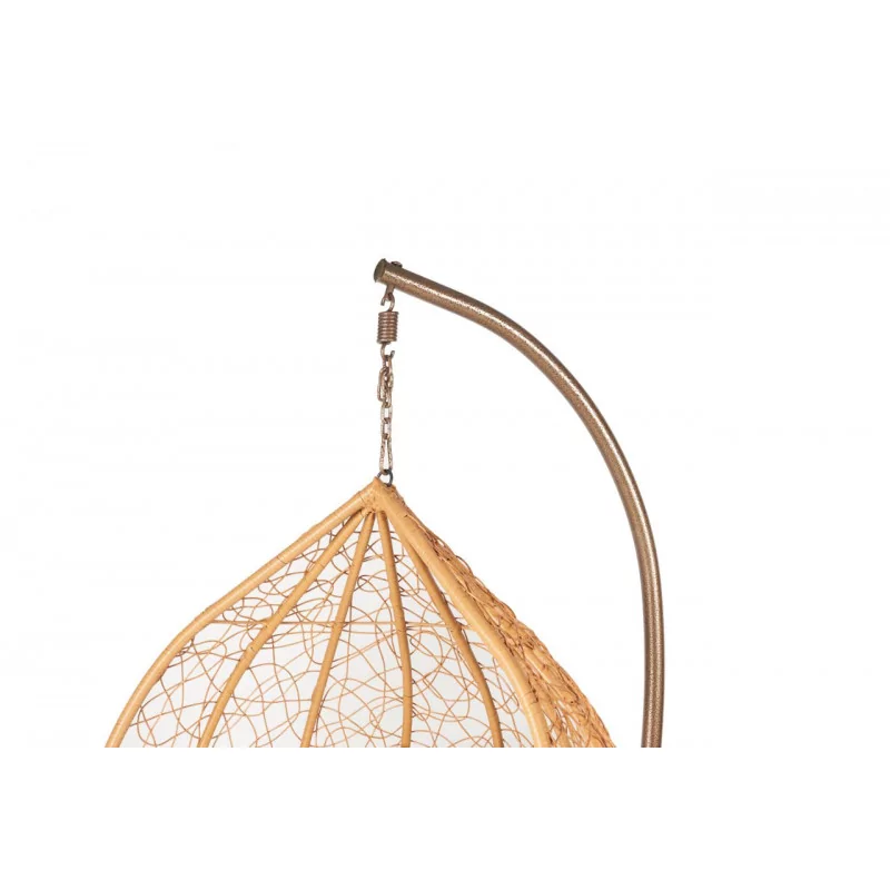 Lot de 2 chaises suspendues de jardin NEST naturel/marron – Assise beige | Golddeco