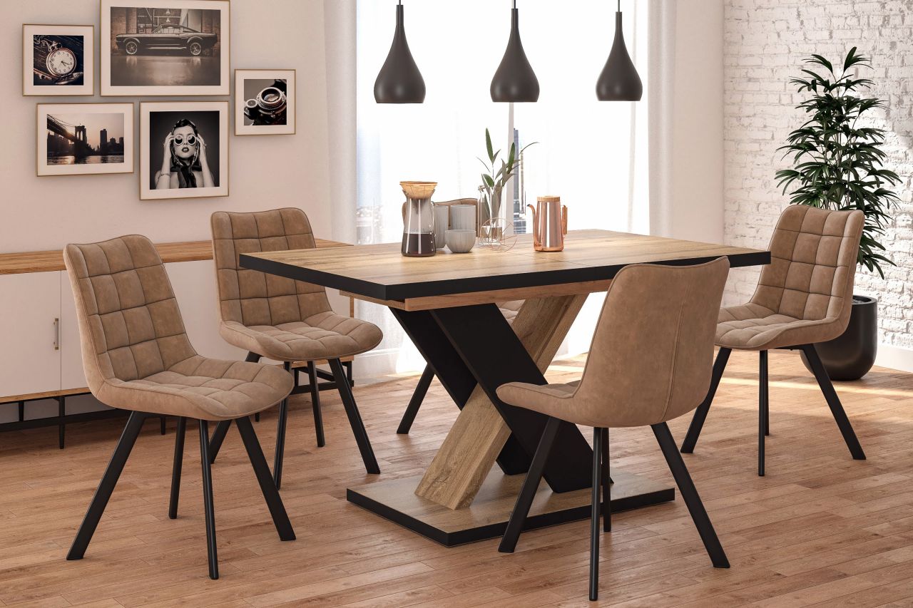 Chaise London en velours marron cappuccino – Pieds métal noir