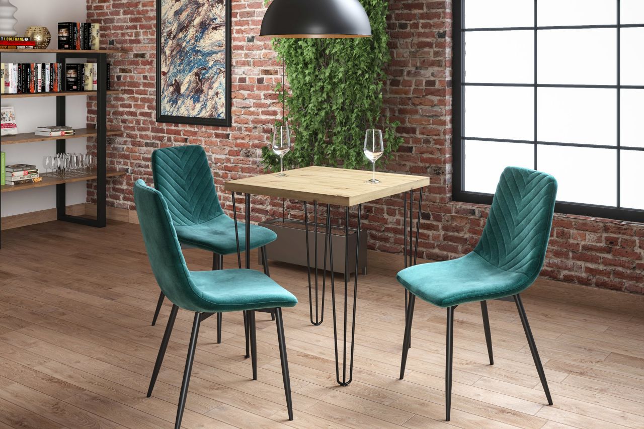 Chaise Sevilla en velours vert émeraude – Pieds métal noir