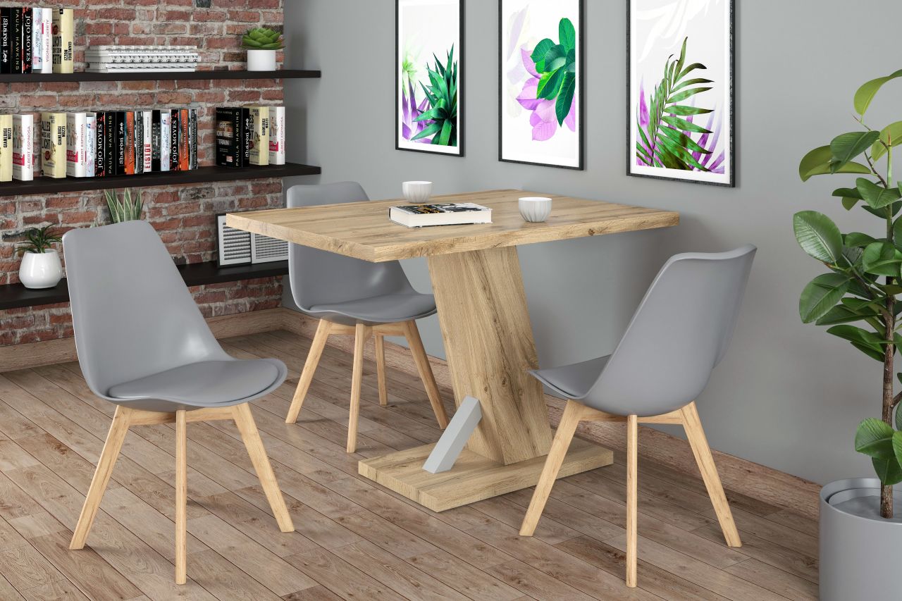 Chaise scandinave grise – Pieds bois de hêtre Golddeco