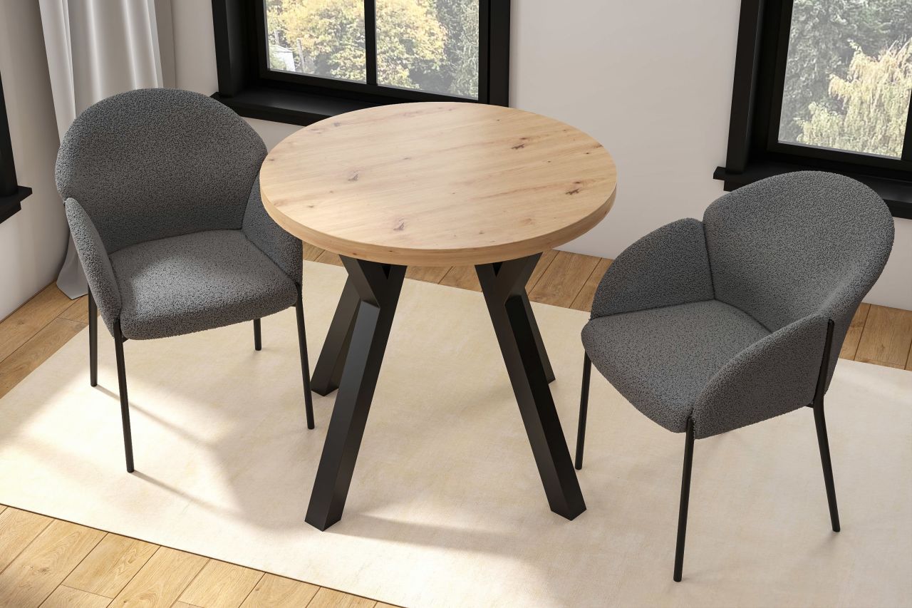 Table ronde DAX chêne artisanal & noir – Golddeco